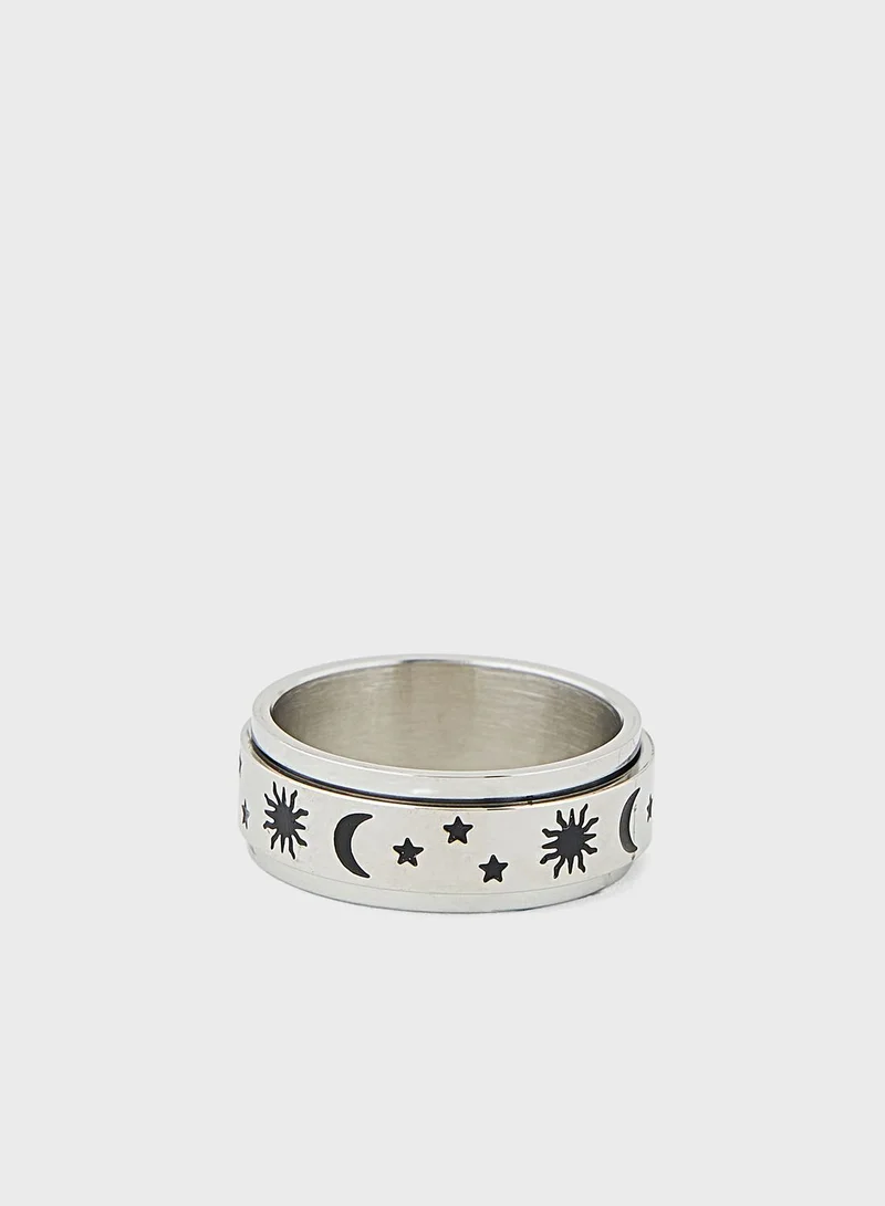 Seventy Five Stainless Steel Celestial Ring