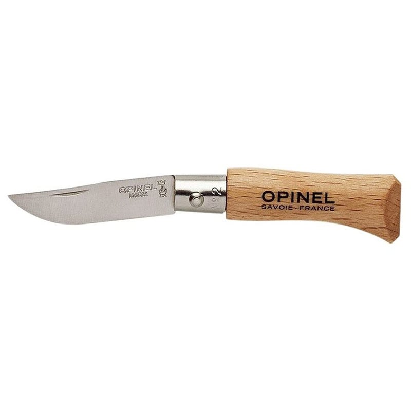 Opinel سكين أوبينيل القابلة للطي من الفولاذ المقاوم للصدأ، مقبض من خشب الزان، أحجام أصغر من رقم 02 إلى رقم 05، صنع في فرنسا (رقم 02) - Image 2