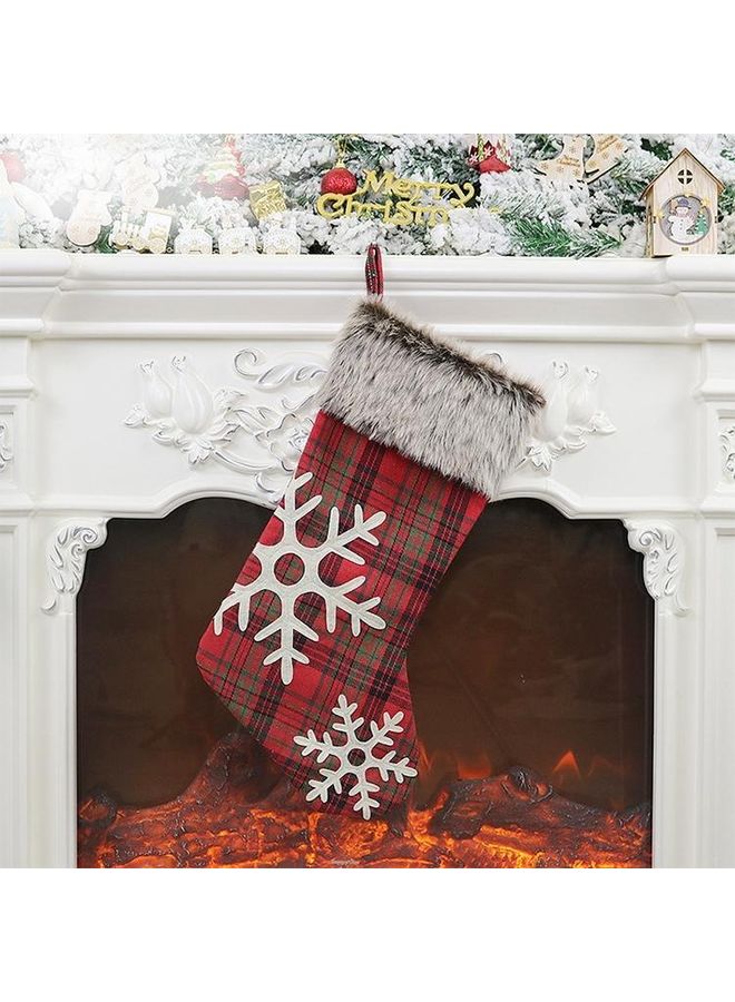 Tree Pendant Decoration Plaid Texture Snowflake Gift Bag Multicolour - Image 3