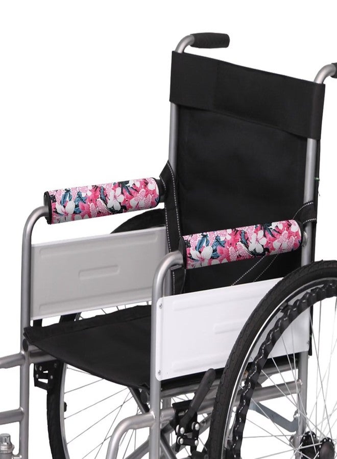 Vanideaoty Wheelchair Armrest Pads Washable Floral Armrest Covers for Chairs Adjustable Wheelchair Accessories Pressure Relief, Elderly, Senior - Image 1