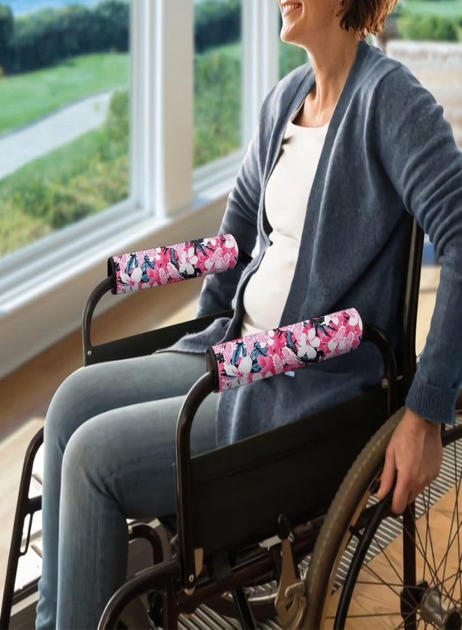 Vanideaoty Wheelchair Armrest Pads Washable Floral Armrest Covers for Chairs Adjustable Wheelchair Accessories Pressure Relief, Elderly, Senior - Image 5