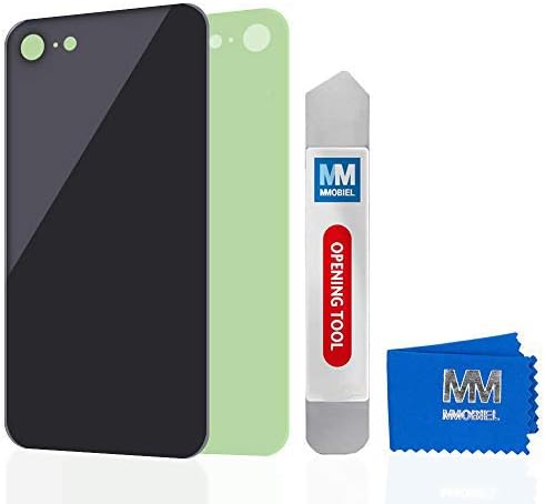 Mmobiel استبدال زجاج خلفي MMOBIEL متوافق مع آيفون SE 2020 4.7 بوصة غلاف خلفي زجاج حقيقي يتضمن أداة فتح ومواد لاصقة باللون الأسود - Image 1