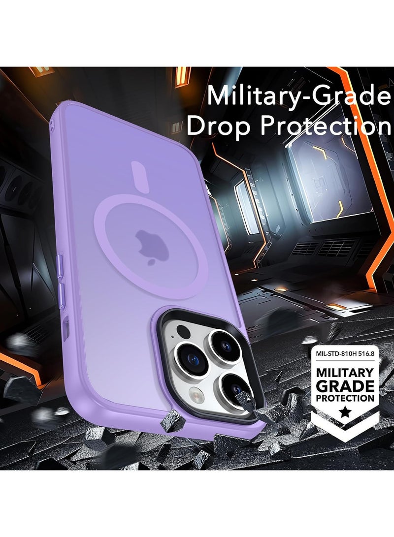Magnetic Case For iPhone 13 Pro Case Compatible with MagSafe Grade Protection Shockproof Translucent Matte Case Anti Scratch Shockproof Phone Case (Light Purple)  - Image 5