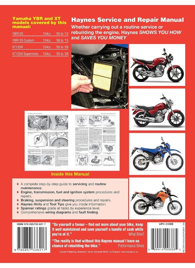 Yamaha YBR125 (05 - 16) & XT125R/X (05 - 09) Haynes Repair Manual  - Image 1
