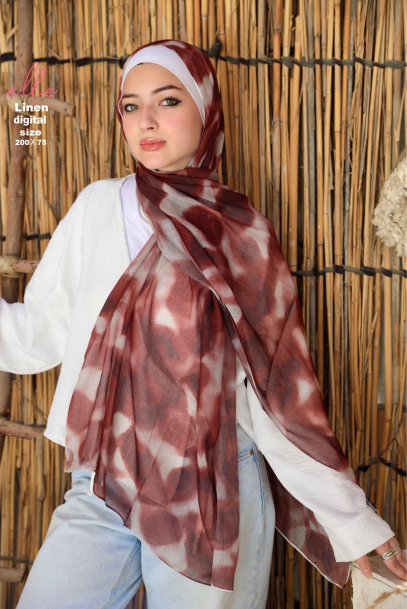 Luxury Cotton Linen Islamic Hijab Scarf for Women – Elegant Design for Daily Wear & Special Occasions – Size 200 × 75 cm