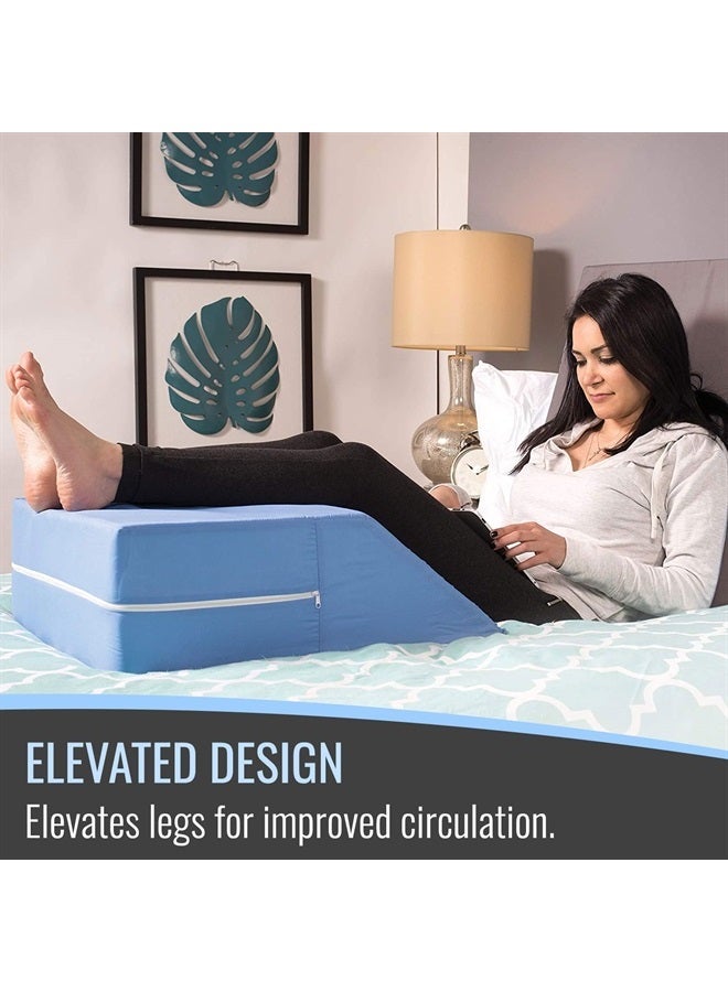 DMI Wedge Pillow, Leg Pillow, Bolster Pillow, FSA Eligible Incline Pillow for Leg Elevation, Snoring, Circulation, Pregnancy, Sciatica, Leg Rest or Foot Elevation, Blue, 24 x 20 x 8  - Image 3