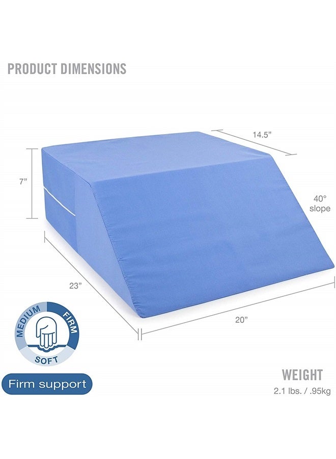 DMI Wedge Pillow, Leg Pillow, Bolster Pillow, FSA Eligible Incline Pillow for Leg Elevation, Snoring, Circulation, Pregnancy, Sciatica, Leg Rest or Foot Elevation, Blue, 24 x 20 x 8  - Image 2