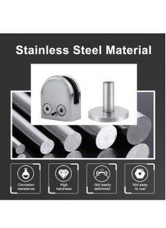 Y&D Stainless Steel Glass Clamps, 2 Set Adjustable Shelf Bracket, 10mm Silver Brushed U Shape Balustrade Bracket Clip for Screens, Bathroom Doors, Railings  - Image 4