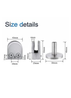 Y&D Stainless Steel Glass Clamps, 2 Set Adjustable Shelf Bracket, 10mm Silver Brushed U Shape Balustrade Bracket Clip for Screens, Bathroom Doors, Railings  - Image 2
