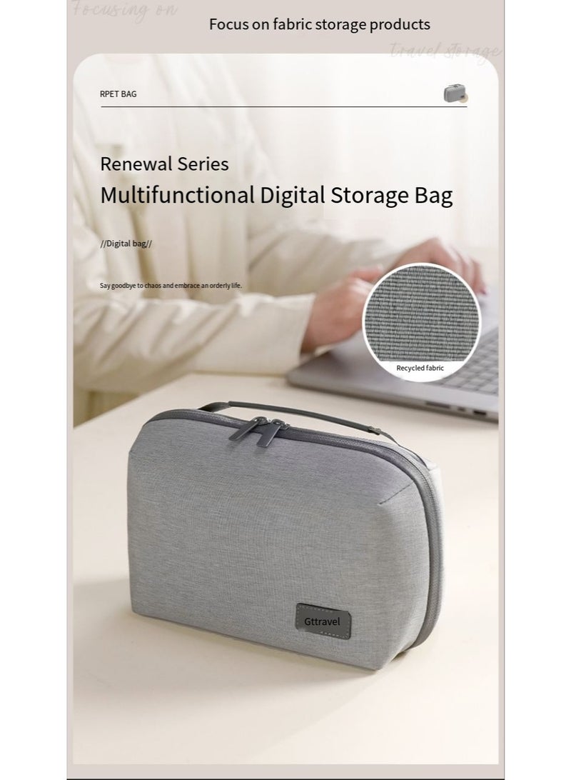 كيو زد حقيبة معدات إلكترونية، صندوق ملحقات التكنولوجيا، منظم معدات إلكترونية للسفر، حقيبة منظمة مقاومة للماء والصدمات ومقاومة للتآكل، مناسبة للشواحن وكابلات الشحن ومحركات الأقراص المحمولة وسماعات الرأس وغيرها من العناصر. - Image 4