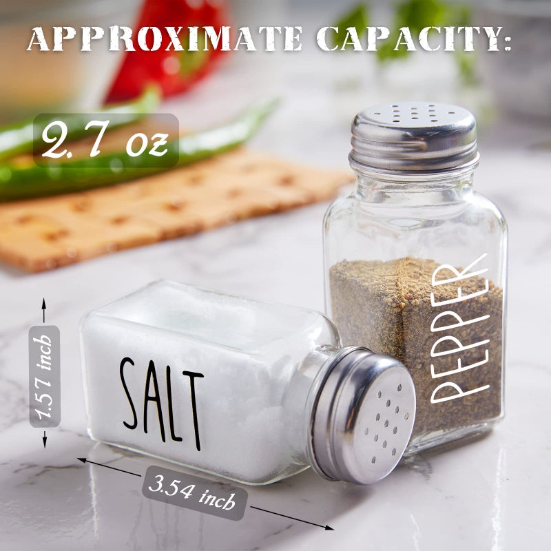 dopeca Glass Salt and Pepper Shakers Set, Dopeca 2.7oz Clear Salt Shaker with Stainless Steel Lid, Salt and Pepper Set for Kitchen or Restaurant, Easy Refilling - Image 3