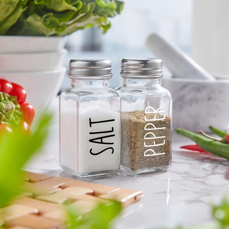 dopeca Glass Salt and Pepper Shakers Set, Dopeca 2.7oz Clear Salt Shaker with Stainless Steel Lid, Salt and Pepper Set for Kitchen or Restaurant, Easy Refilling - Image 2