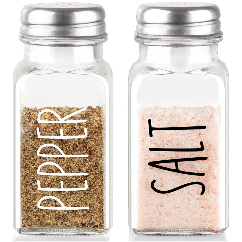 dopeca Glass Salt and Pepper Shakers Set, Dopeca 2.7oz Clear Salt Shaker with Stainless Steel Lid, Salt and Pepper Set for Kitchen or Restaurant, Easy Refilling - Image 1