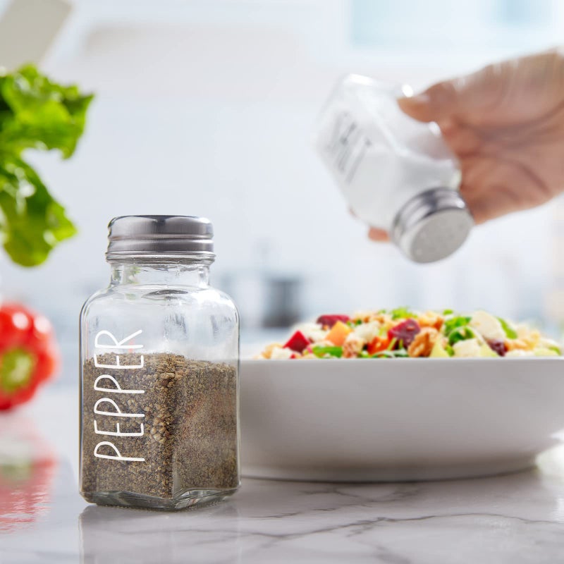 dopeca Glass Salt and Pepper Shakers Set, Dopeca 2.7oz Clear Salt Shaker with Stainless Steel Lid, Salt and Pepper Set for Kitchen or Restaurant, Easy Refilling - Image 4