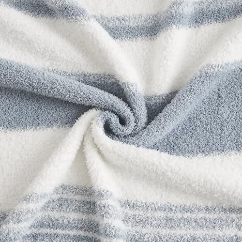 WRENSONGE WRENGONGE Grey Blue Throw Blanket, 50x70 Soft Cozy Striped Throw Blankets for Couch, Sofa, Bed, Travel, Lightweight Fluffy Warm Plush Decorative Blankets for Women, Men,Kids Gift - Image 4