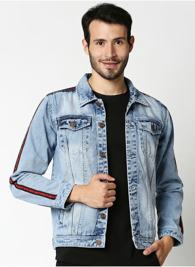 HIGH STAR Men Blue Washed Denim Jacket  - Image 1