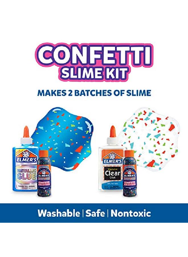 ELMER'S مجموعة سلايم كونفيتي من إلمر | تتضمن لوازم السلايم غراء معدني، وغراء شفاف، ومنشط سلايم سائل كونفيتي السحري، 4 قطع - Image 4