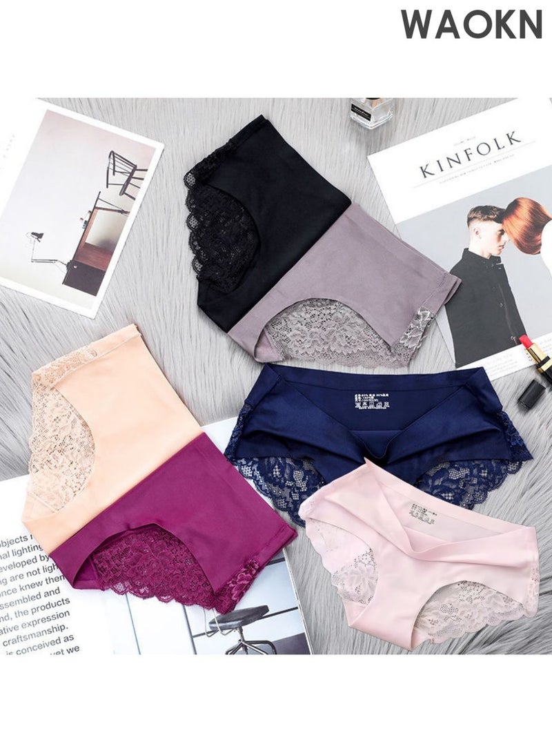 WAOKN 6-Piece Cotton Bikini Breathable Panties Low Waist Fashionable Ladies Panties Trunks Breathable and Comfortable Fashion Anti-Chafing Stretch Cotton, Stretch Cotton Moisture-Wicking Athletic Underwear - Image 1