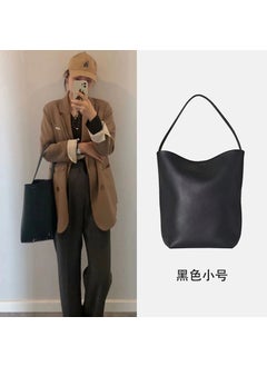 The Row Leather Bucket Bag New Large Capacity Black small size first layer cowhide can hold 5 fold umbrella