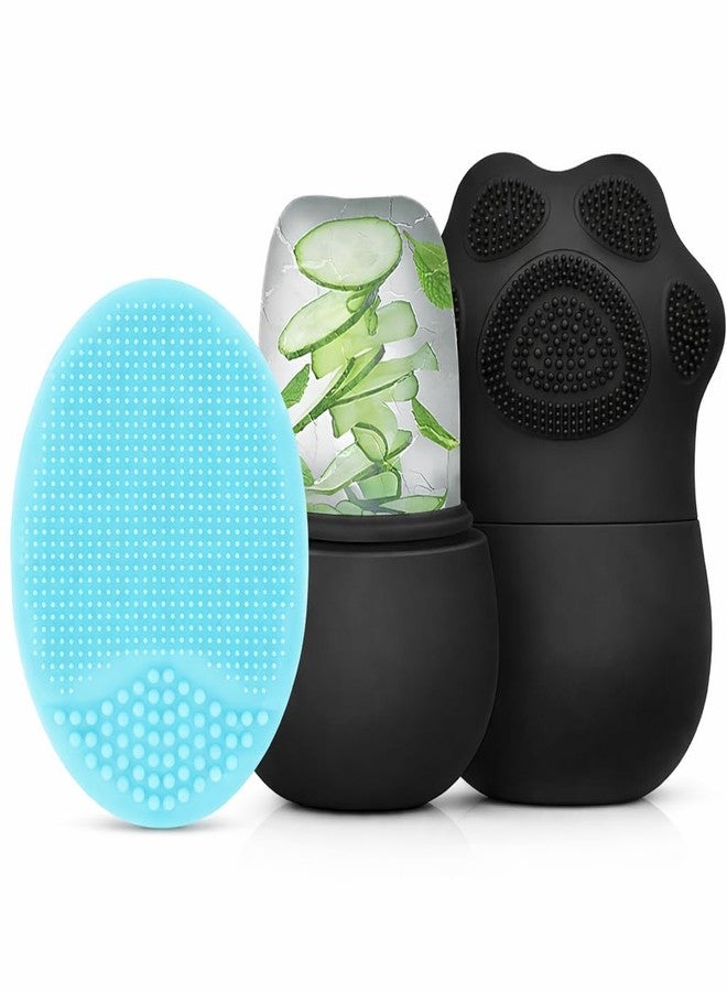 Episkey Silicone Face Scrubber Exfoliator, Soft Face Brush, Facial Cleansing Brush, Acne Blackheads Removing, Acne Pore Pad for Deep Cleaning Skin Care for Girls & Women's (Rose) (Black & Blue) - Image 1