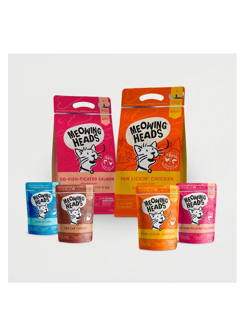 MEOWING HEADS - Complete Dry Cat Food 4kg - Paw Lickin' Chicken - Vet Approved - Image 1