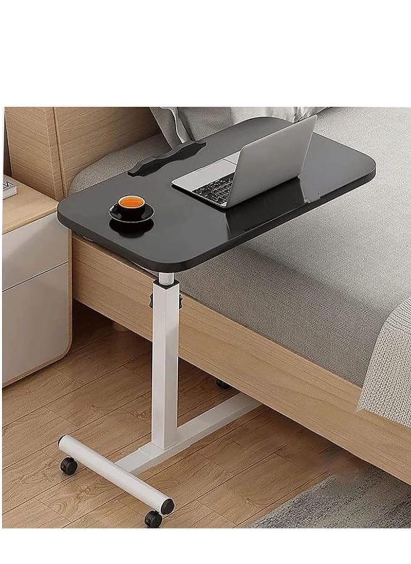 Mobile Overbed Table with Wheels Laptop Computer Standing Desk Cart with Tray Black 60x40cm