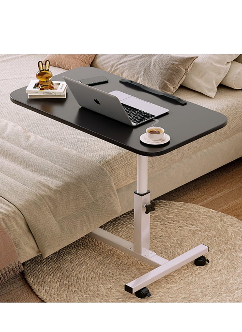 Mobile Overbed Table with Wheels Laptop Computer Standing Desk Cart with Tray Black 60x40cm