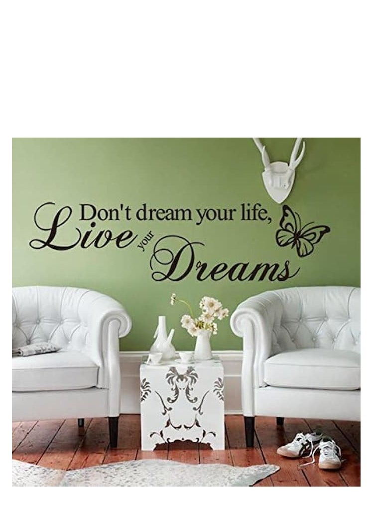 Live Your Dream Carved Wall Sticker English Wall Quotes Butterfly Home Decor Decal Letter Decorative
