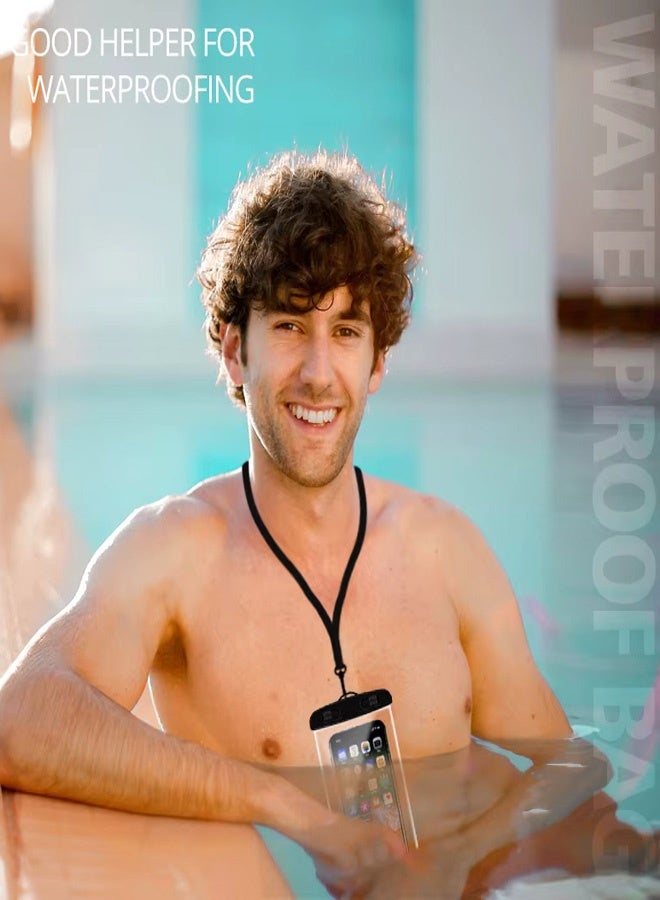 Fully protected sea case, Swimming Bag Waterproof Phone Case, Mobile Pouch PVC Cover Use at Beach or Swimming Pool, with Neck Strap For iPhone, Samsung, Xiaomi, Huawei, Redmi - Black - Image 5