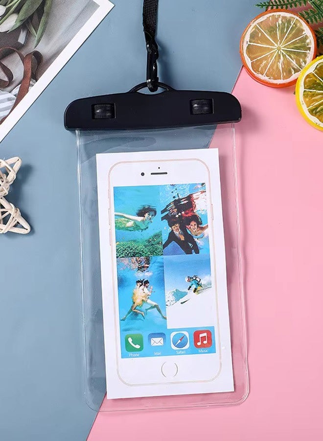 Fully protected sea case, Swimming Bag Waterproof Phone Case, Mobile Pouch PVC Cover Use at Beach or Swimming Pool, with Neck Strap For iPhone, Samsung, Xiaomi, Huawei, Redmi - Black - Image 2