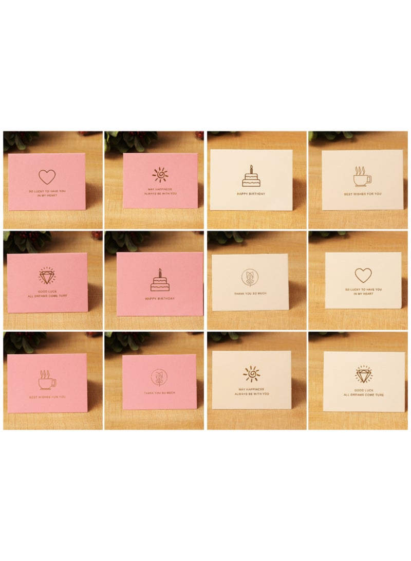 Generic 12 PCS High-End Gold Stamping Greeting Cards – 6 Elegant Designs – White & Pink – 11.5×8.5 cm – Luxury Blank Cards for Birthday, Wedding & Special Occasions  - Image 1