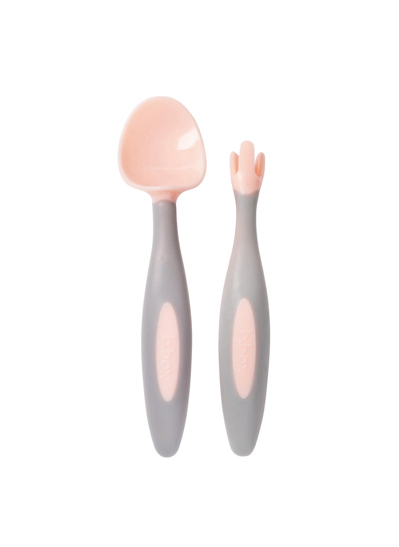 b.box bbox Toddler Cutlery Set  Patented FLORK Flower Fork  EasyGrip Spoon with Travel Case BPAFree Dishwasher Safe Designed by Occupational Therapists Ages 9M Tutti Fruitti 
