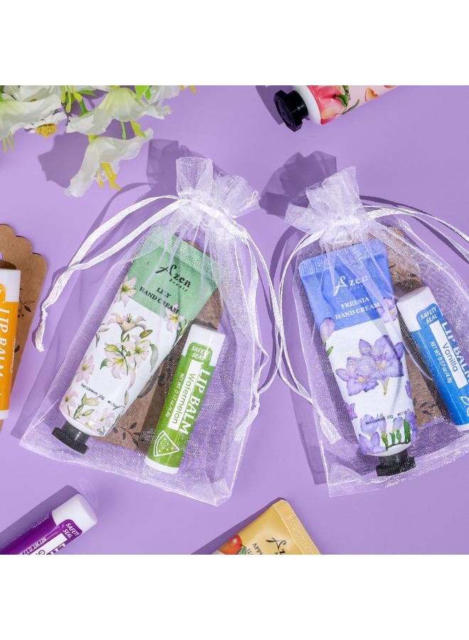 AZEN 32 Sets Bulk Gifts, Hand Cream and Lip Balm Bulk Set with Organza Bag Thank You Card, Baby Shower Wedding Gifts for Guests, Bridal Wedding Favors for Guests,Thank You Gifts for Women - Image 4