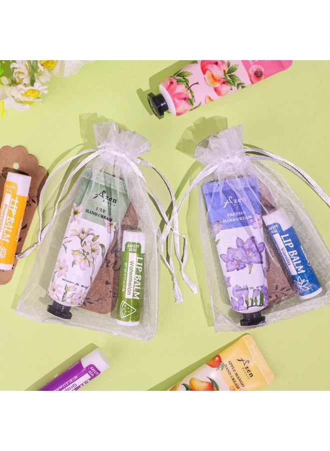 AZEN 32 Sets Bulk Gifts, Hand Cream and Lip Balm Bulk Set with Organza Bag Thank You Card, Baby Shower Wedding Gifts for Guests, Bridal Wedding Favors for Guests,Thank You Gifts for Women - Image 5