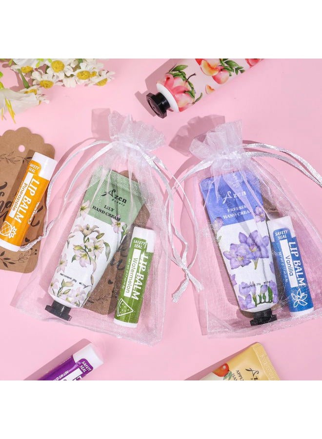 AZEN 32 Sets Bulk Gifts, Hand Cream and Lip Balm Bulk Set with Organza Bag Thank You Card, Baby Shower Wedding Gifts for Guests, Bridal Wedding Favors for Guests,Thank You Gifts for Women - Image 3