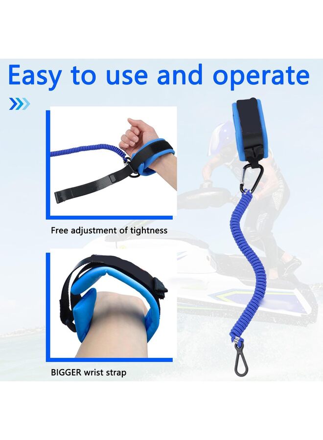 حزام معصم لمفتاح قارب جت سكي، مناسب لمعظم محركات ميركوري البحرية الخارجية، ومفتاح إيقاف تشغيل محرك القارب، وحبل أمان للطوارئ (المقاس: أزرق) - Image 3