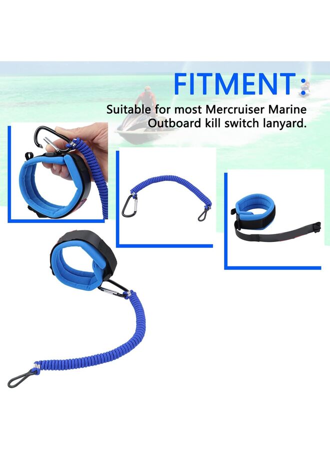 حزام معصم لمفتاح قارب جت سكي، مناسب لمعظم محركات ميركوري البحرية الخارجية، ومفتاح إيقاف تشغيل محرك القارب، وحبل أمان للطوارئ (المقاس: أزرق) - Image 4
