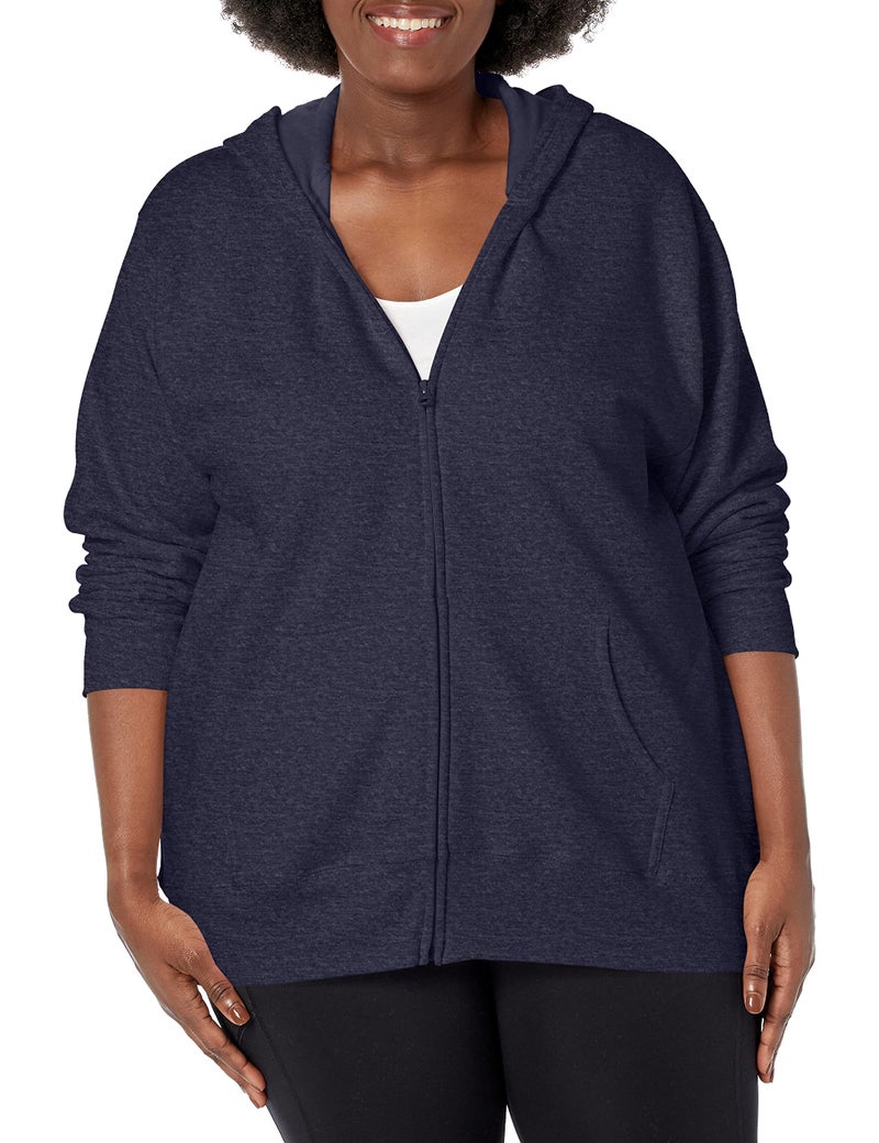 JUST MY SIZE womens Comfortsoft Ecosmart Fleece Fullzip Womens athletic hoodies Navy Heather 4X US