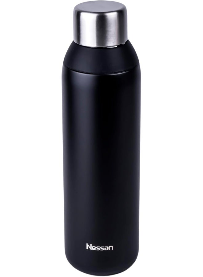 Nessan Double Wall Insulated Stainless Steel Vacuum Bottle, 603Ml - Your Reliable Travel Flask For Hot And Cold Beverages - Black - Image 2