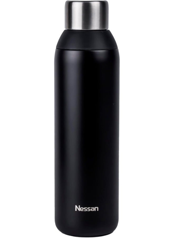 Nessan Double Wall Insulated Stainless Steel Vacuum Bottle, 603Ml - Your Reliable Travel Flask For Hot And Cold Beverages - Black - Image 4