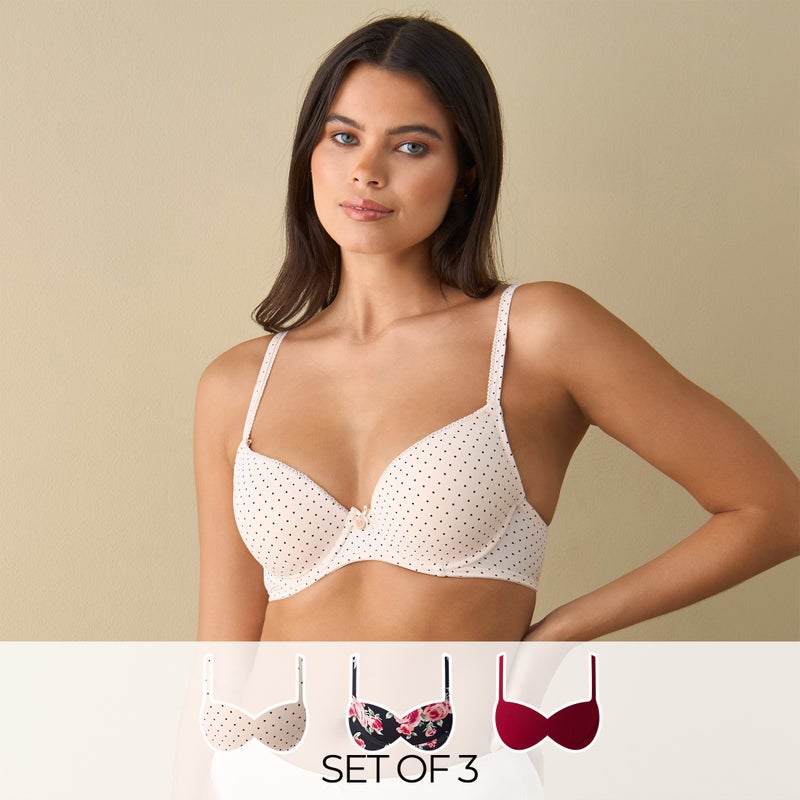 Splash FAV Set of 3 - Printed Demi Bra with Hook and Eye Closure - Image 1
