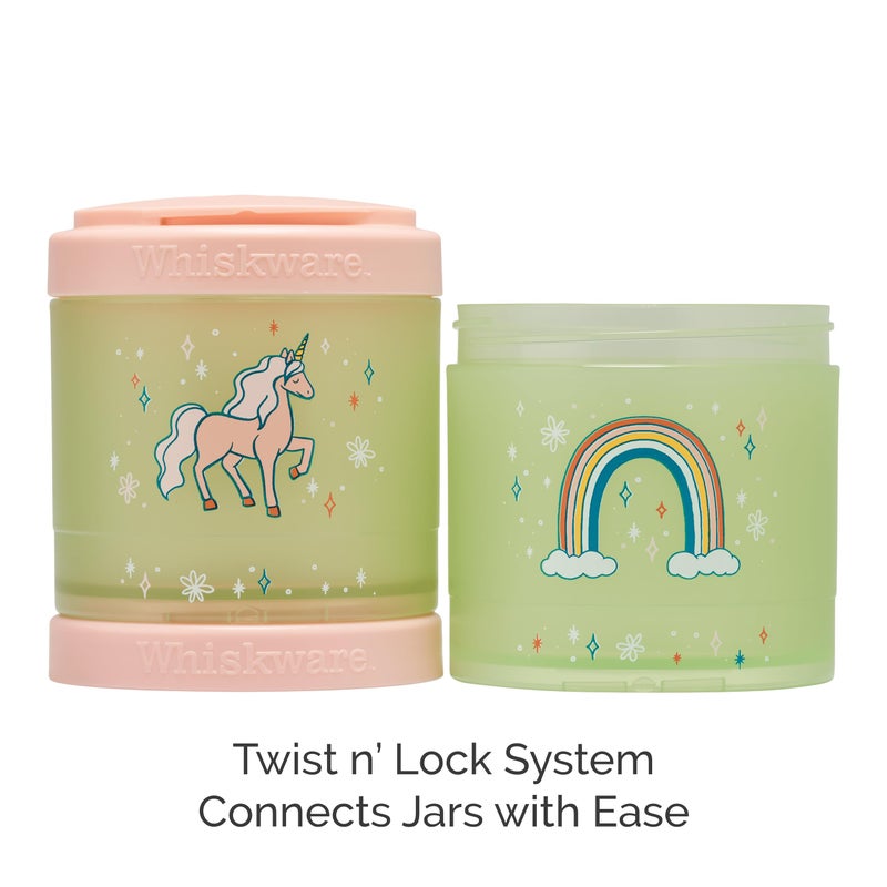 Whiskware Stackable Snack Containers for Kids and Toddlers, 3 Stackable Snack Cups for School or Travel, Unicorn(Pack of 1) - Image 3