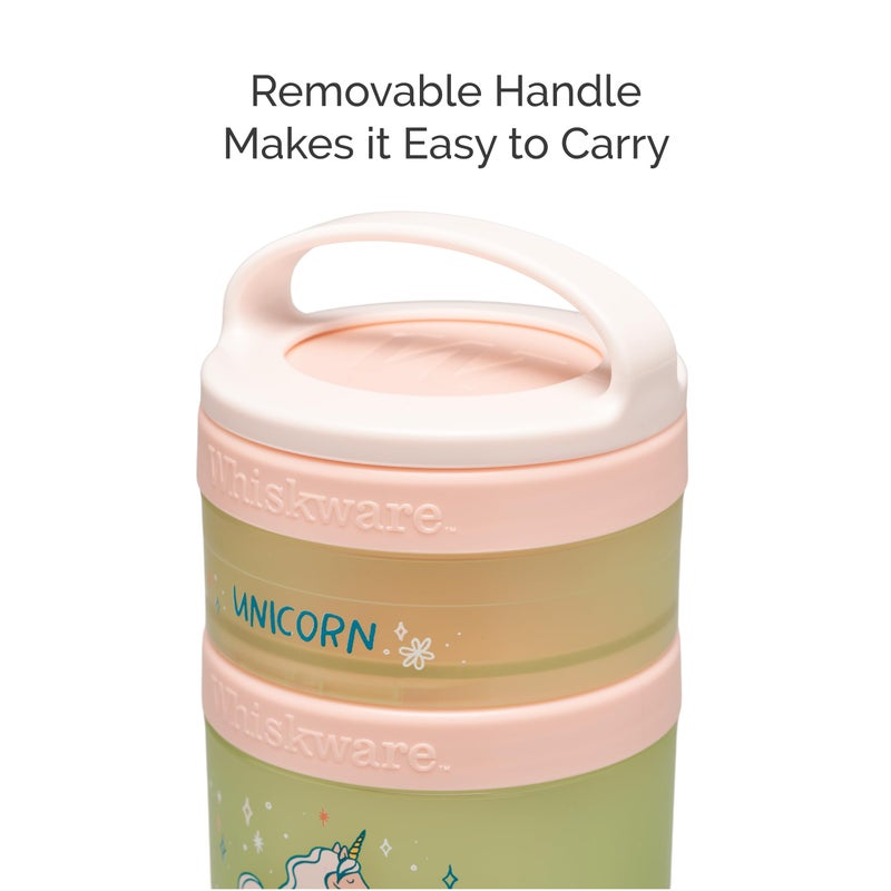 Whiskware Stackable Snack Containers for Kids and Toddlers, 3 Stackable Snack Cups for School or Travel, Unicorn(Pack of 1) - Image 2