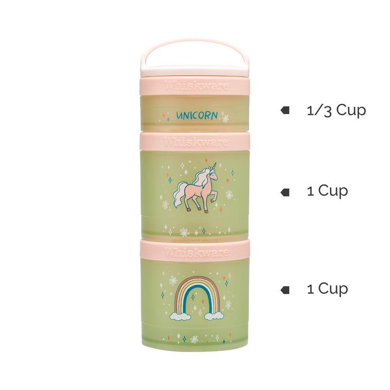 Whiskware Stackable Snack Containers for Kids and Toddlers, 3 Stackable Snack Cups for School or Travel, Unicorn(Pack of 1) - Image 4