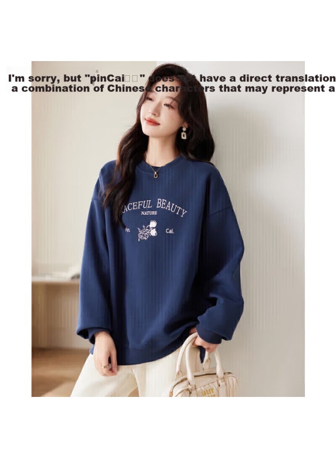 Pincai Women's Sweatshirt With Round Neck, Floral And Letter Print, Spring And Autumn Fashion Versatile Top Jacket P143w1017 - Image 1
