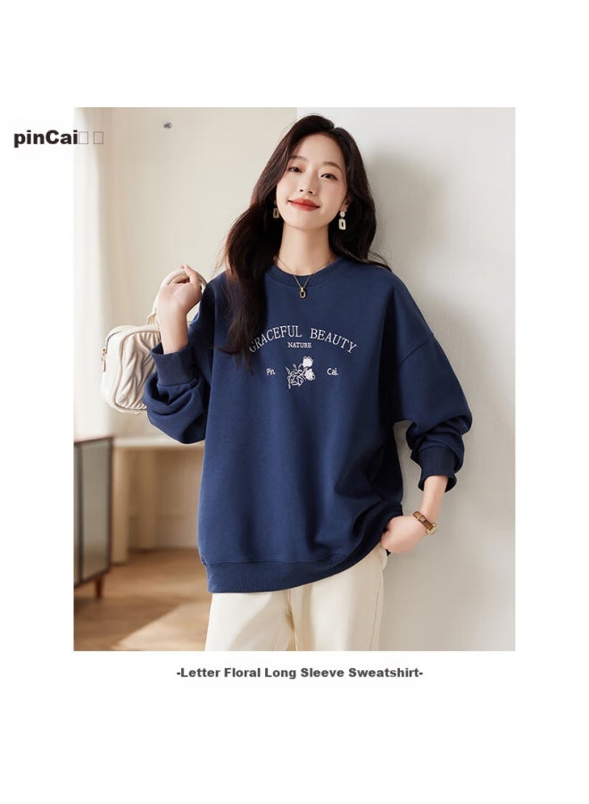Pincai Women's Sweatshirt With Round Neck, Floral And Letter Print, Spring And Autumn Fashion Versatile Top Jacket P143w1017 - Image 2