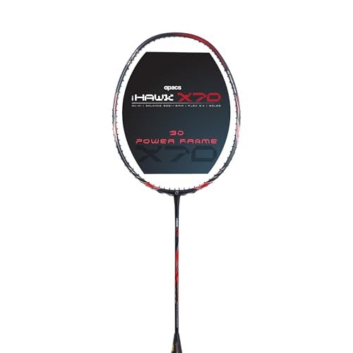 Apacs iHawk X70 (Unstrung) Full Graphite Ultra Strong Carbon Fibre (75-79g) | 35 LBS Max Tension | 3D Power Frame | Made in Vietnam Badminton Racket with Full Cover (Black) (All Rounder) - Image 5