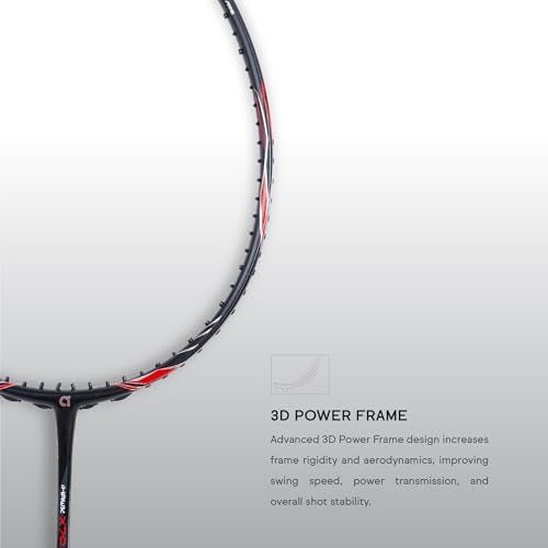 Apacs iHawk X70 (Unstrung) Full Graphite Ultra Strong Carbon Fibre (75-79g) | 35 LBS Max Tension | 3D Power Frame | Made in Vietnam Badminton Racket with Full Cover (Black) (All Rounder) - Image 2