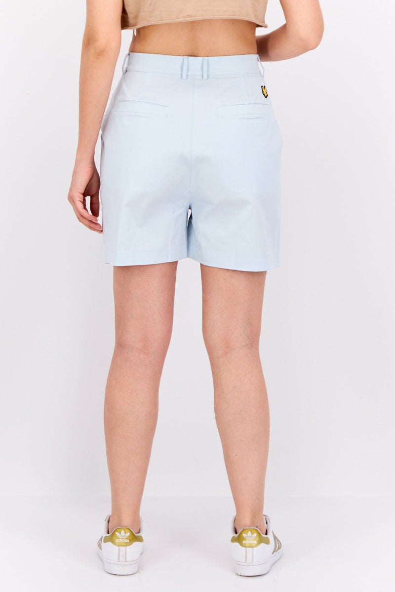 Lyle & Scott Women Embroidered Logo Chino Shorts, Light Blue - Image 3