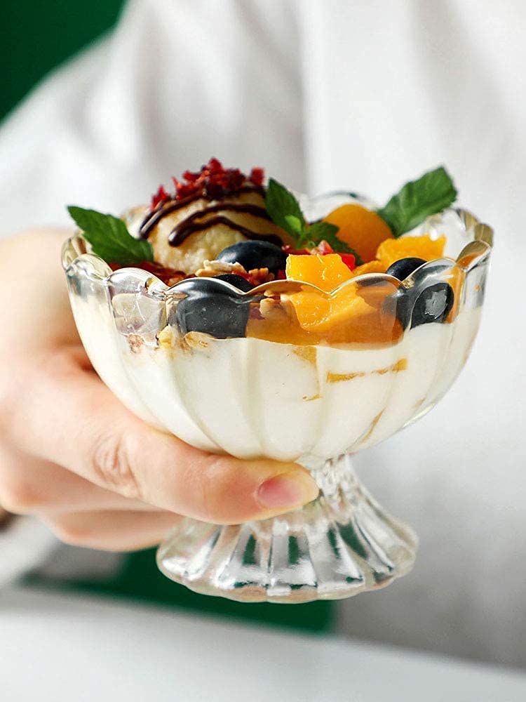 RAHAS Glass Dessert Bowls Crystal Glass Bowls for Ice Cream Fruit Pudding Snack Cereal Nuts Premium Glass Serving Dishes Mini Trifle Bowl Transparent Set of 6 - Image 3